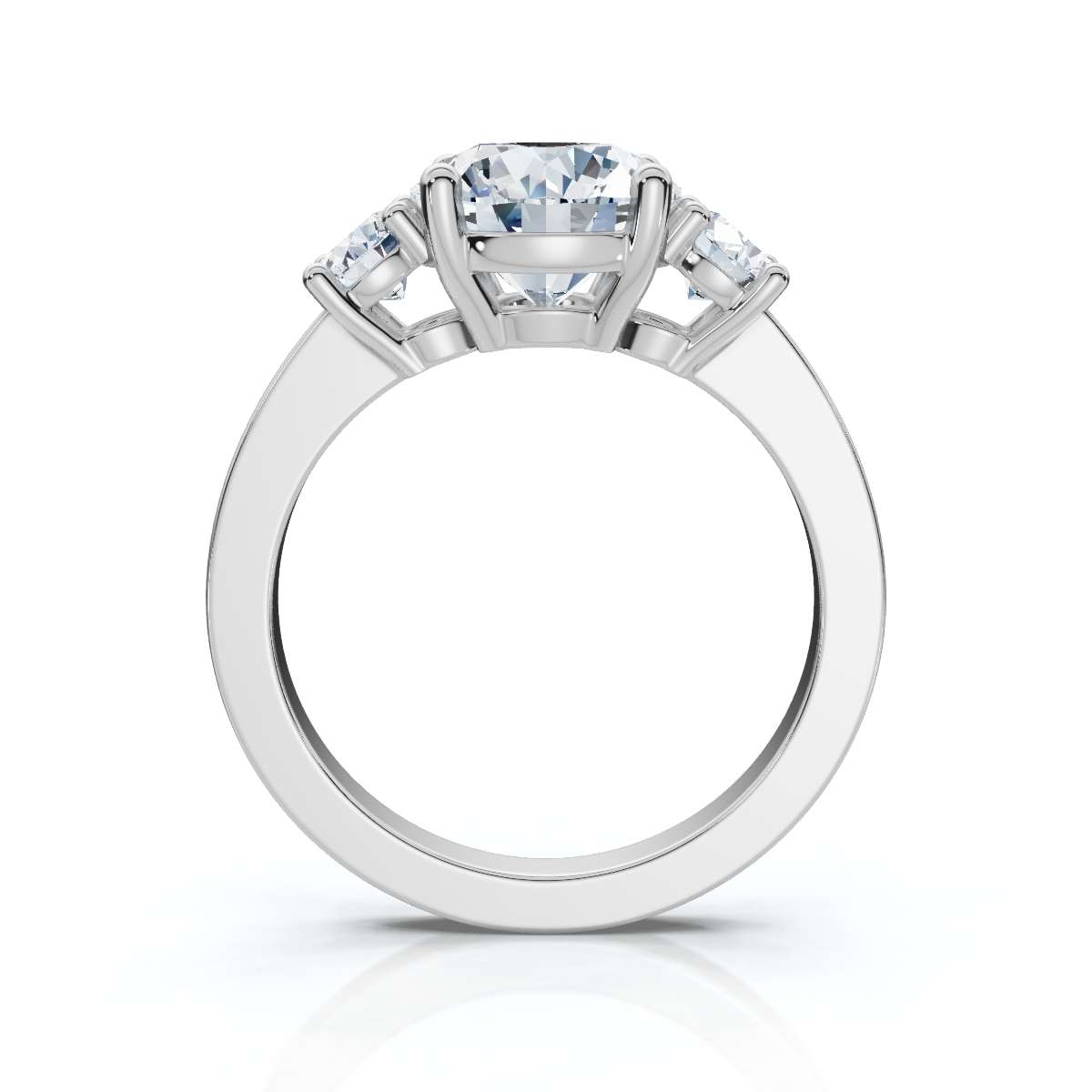 14K White Gold Katana Three Stone Lab Grown Diamond Ring (1/2 ct. tw)