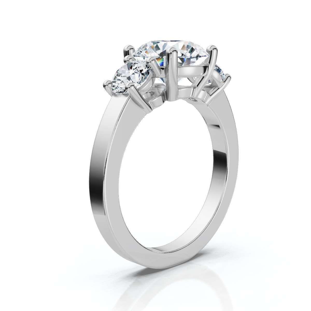 14K White Gold Katana Three Stone Lab Grown Diamond Ring (3/4 ct. tw)