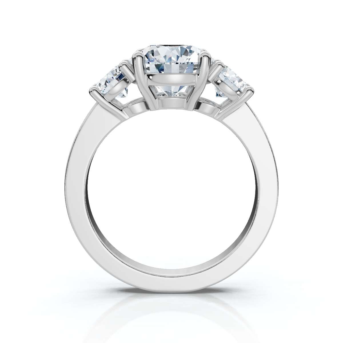 14K White Gold Katana Three Stone Lab Grown Diamond Ring (3/4 ct. tw)