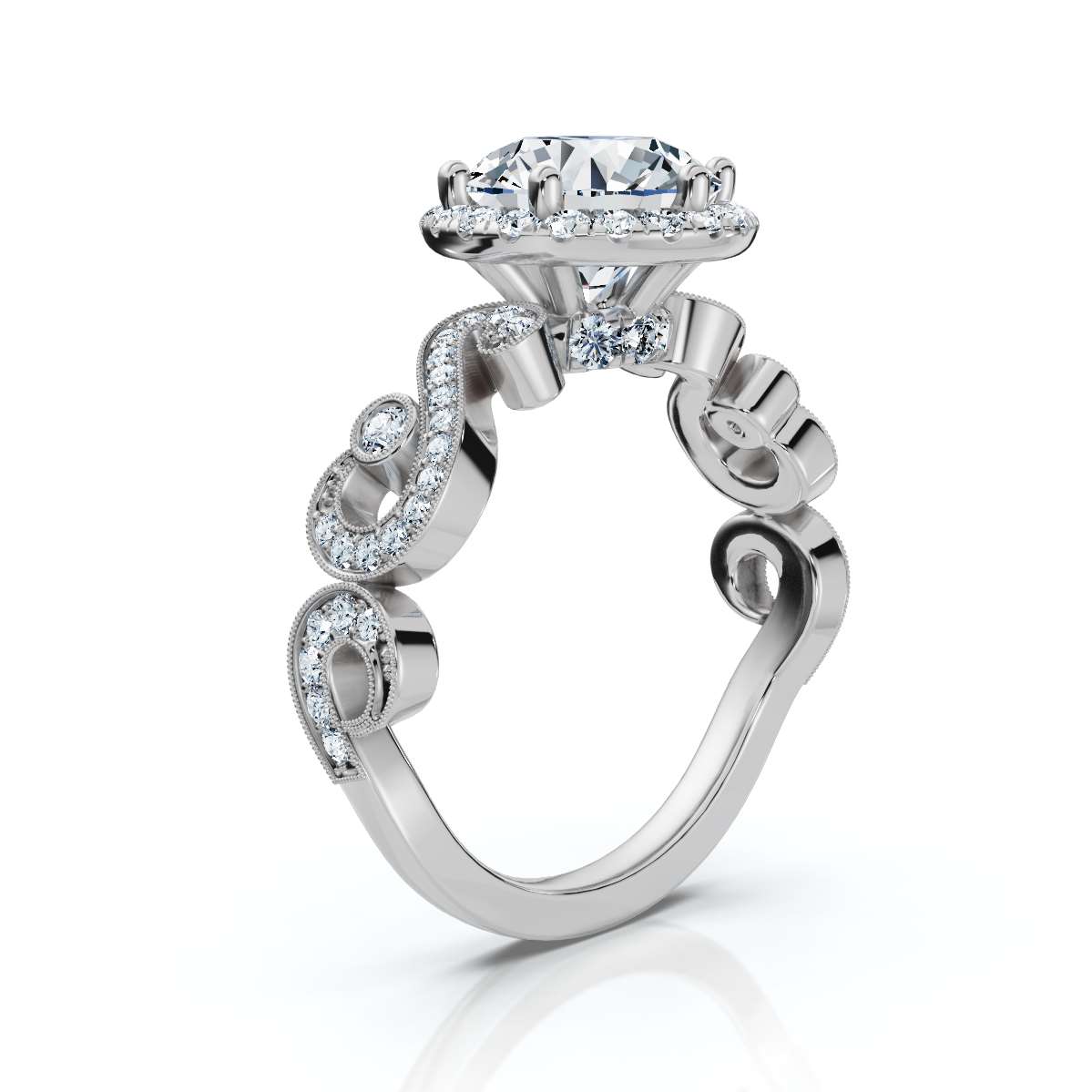 14K White Gold Delvina Halo Lab Grown Diamond Ring (2/5 ct. tw)