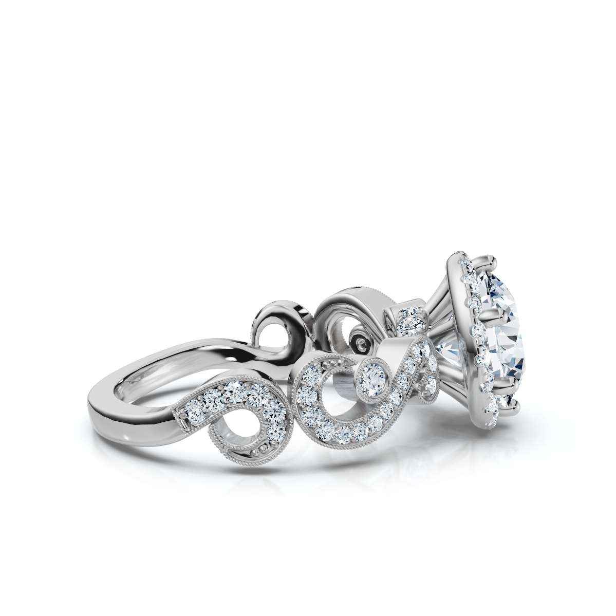 14K White Gold Delvina Halo Lab Grown Diamond Ring (2/5 ct. tw)