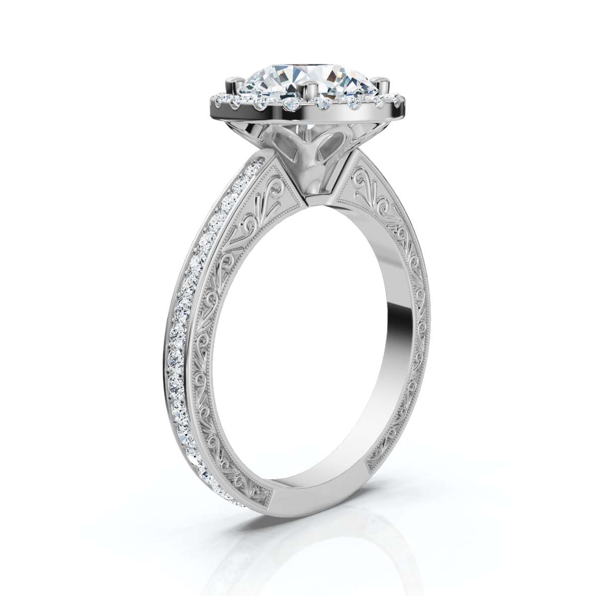 14K White Gold Leda Halo Lab Grown Diamond Ring (1/2 ct. tw)
