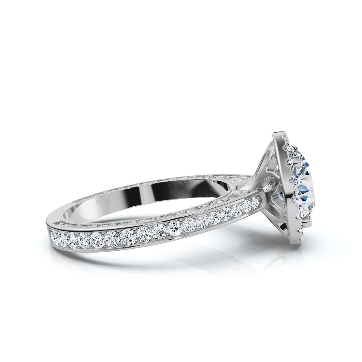 14K White Gold Leda Halo Lab Grown Diamond Ring (1/2 ct. tw)