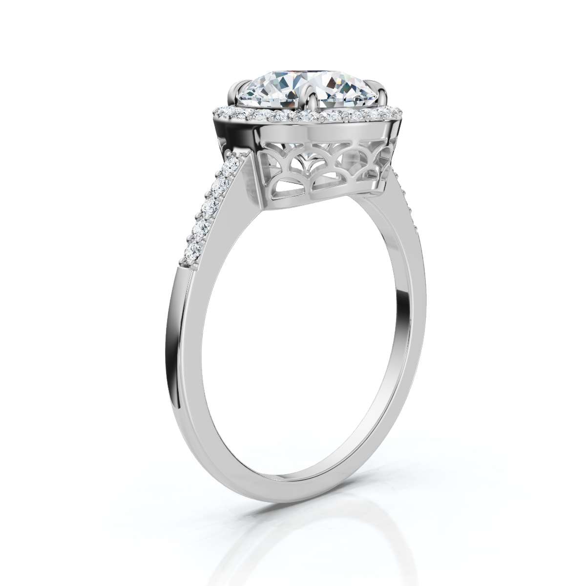 14K White Gold Yassa Halo Lab Grown Diamond Ring (1/5 ct. tw)