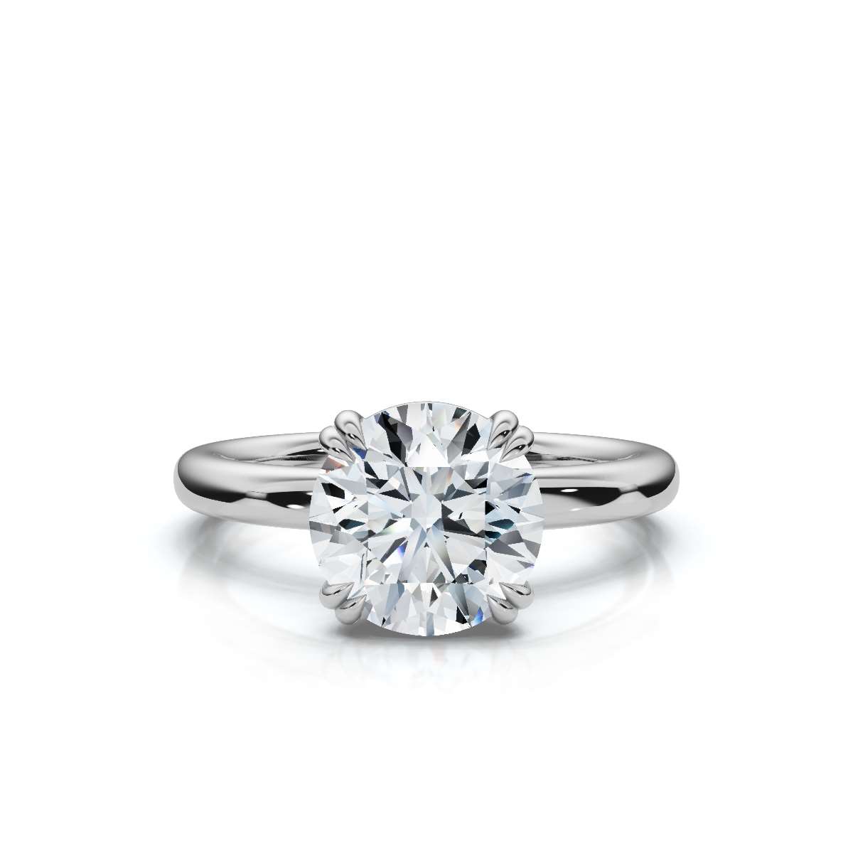 14K White Gold Myrtle Solitaire Diamond Ring 