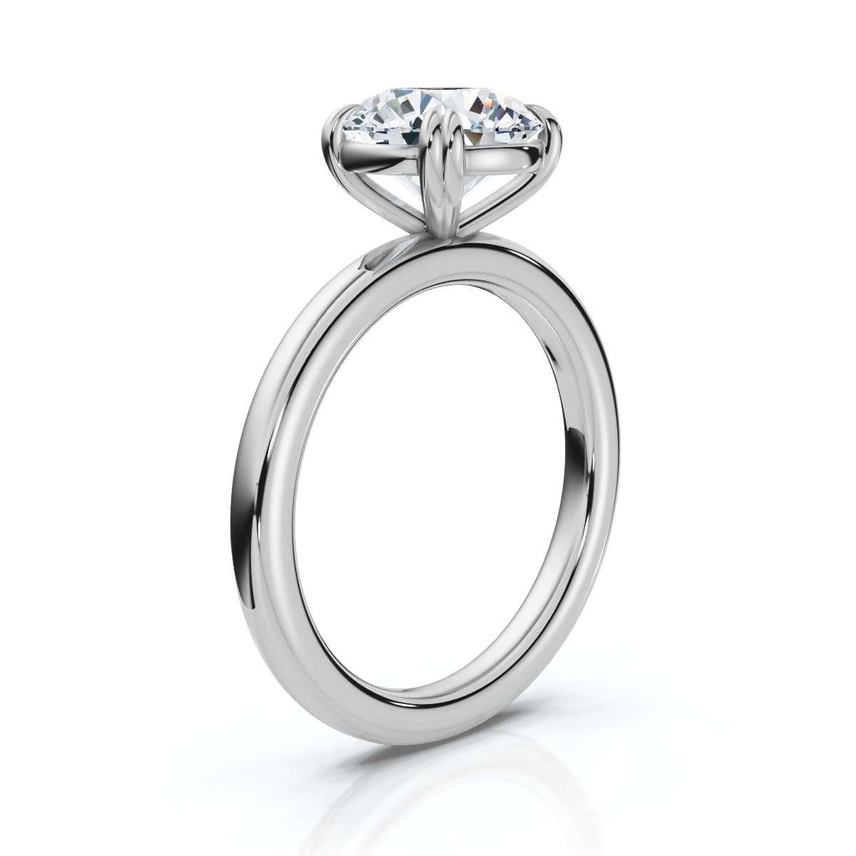 14K White Gold Myrtle Solitaire Diamond Ring 