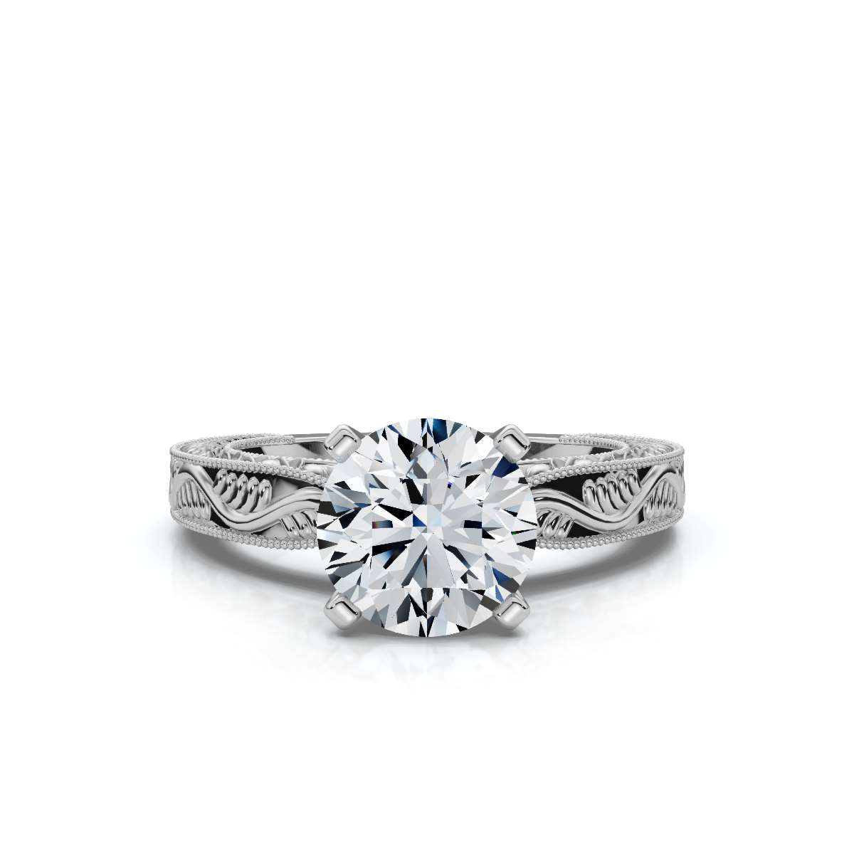 14K White Gold Amal Solitaire Engagement Ring 