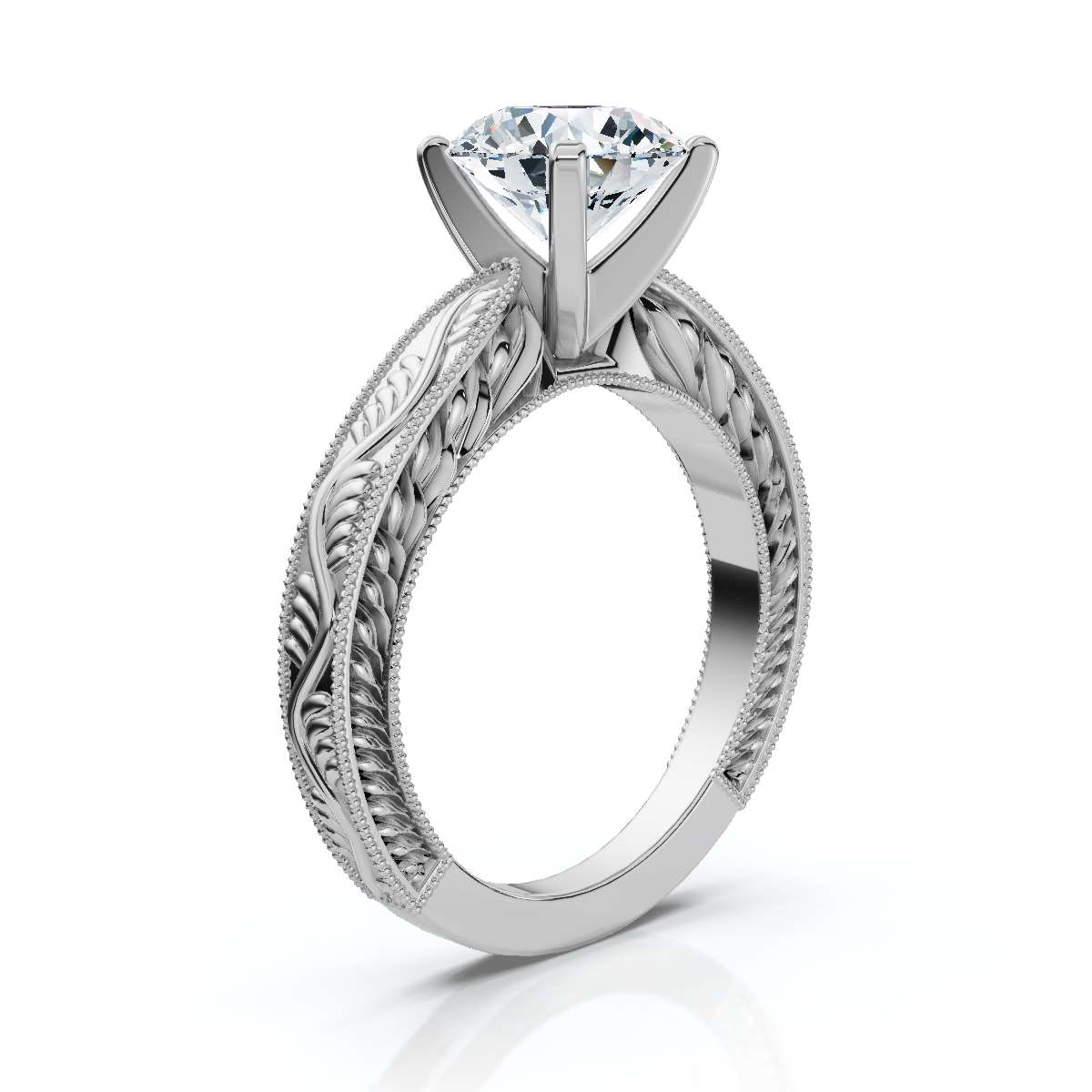 14K White Gold Amal Solitaire Engagement Ring 