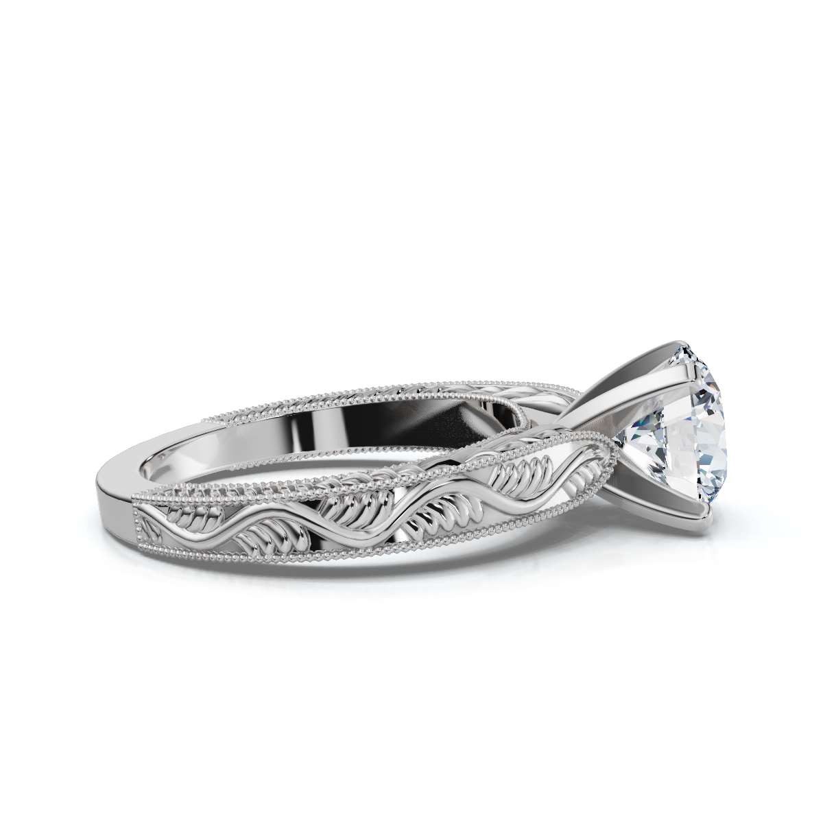 14K White Gold Amal Solitaire Engagement Ring 