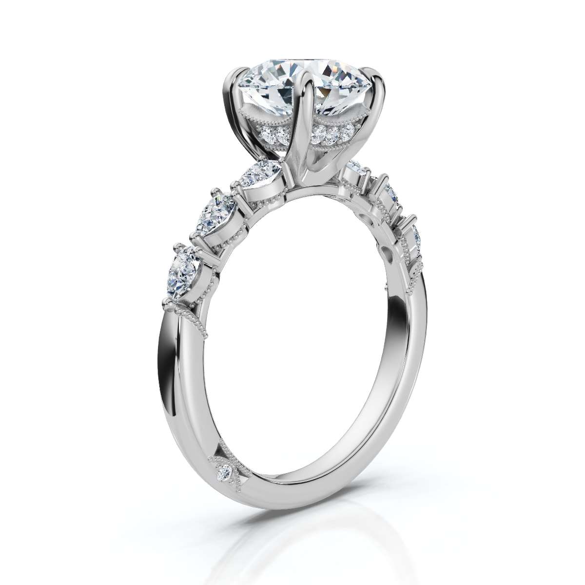 14K White Gold Emory Accent Lab Grown Diamond Ring (1/3 ct. tw)