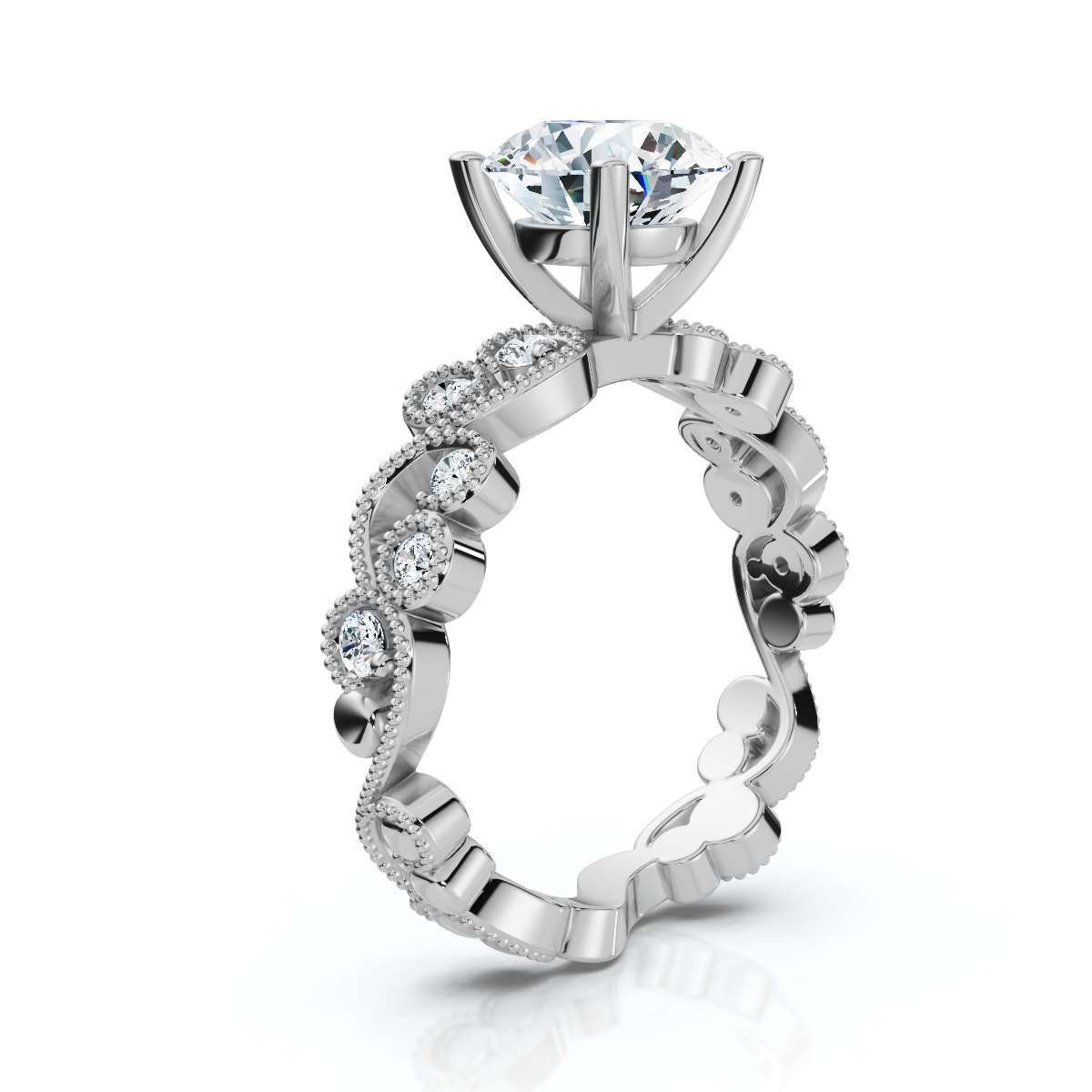 14K White Gold Gyda Accents Lab Grown Diamond Ring (1/5 ct. tw)