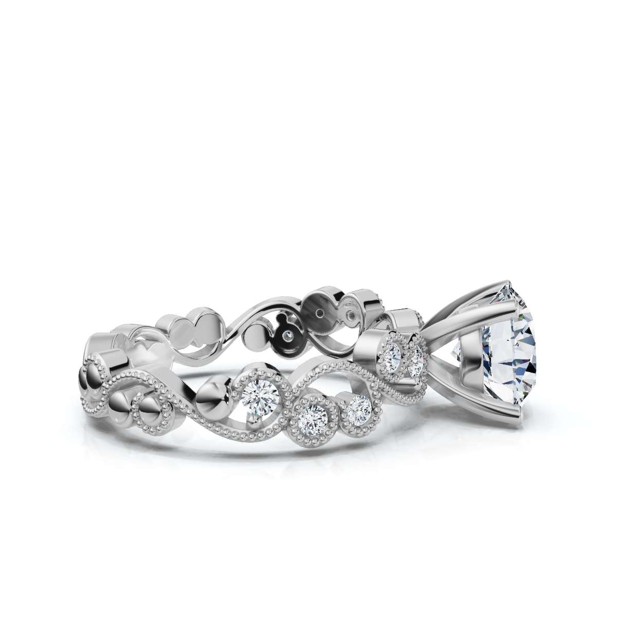14K White Gold Gyda Accents Lab Grown Diamond Ring (1/5 ct. tw)