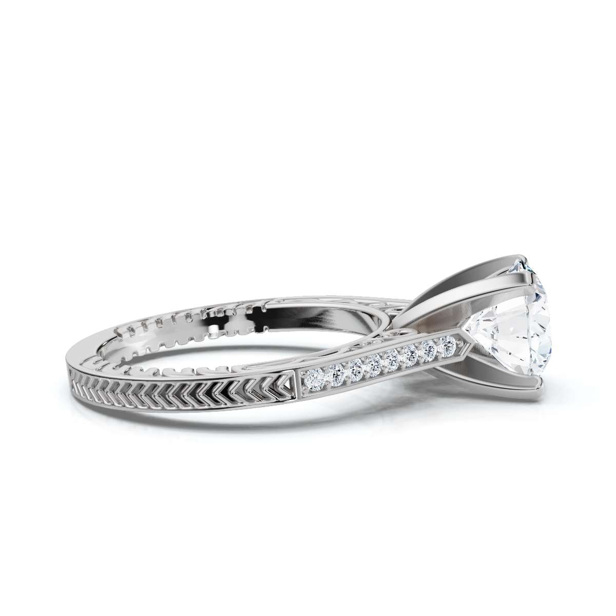 14K White Gold Calantha Filigree Accents Lab Grown Diamond Ring (1/10 ct. tw)