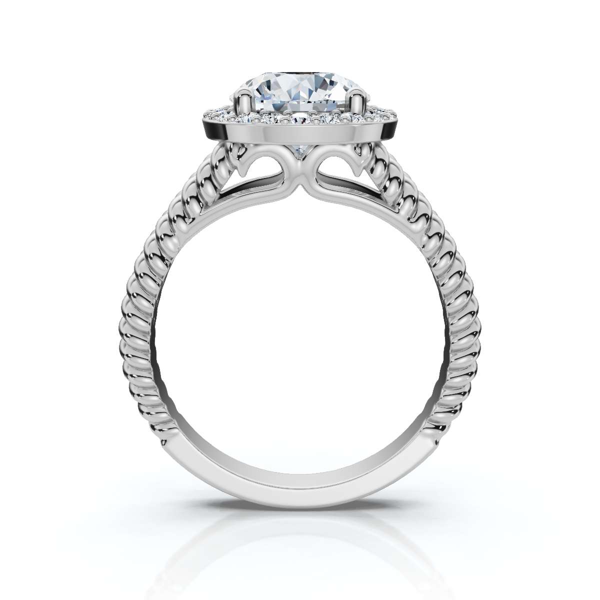 14K White Gold Donella Double Rope Split Shank Halo Lab Grown Diamond Ring (1/5 ct. tw)