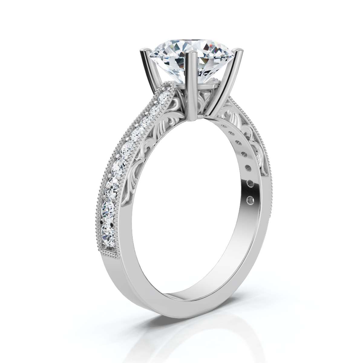 14K White Gold Minya Accents Lab Grown Diamond Ring (1/3 ct. tw)