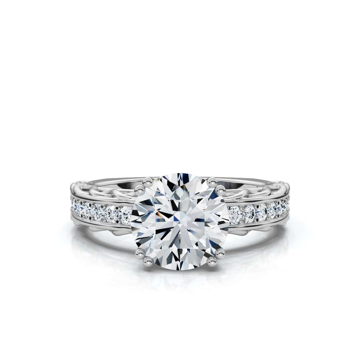 14K White Gold Lace Accents Lab Grown Diamond Ring (1/4 ct. tw)