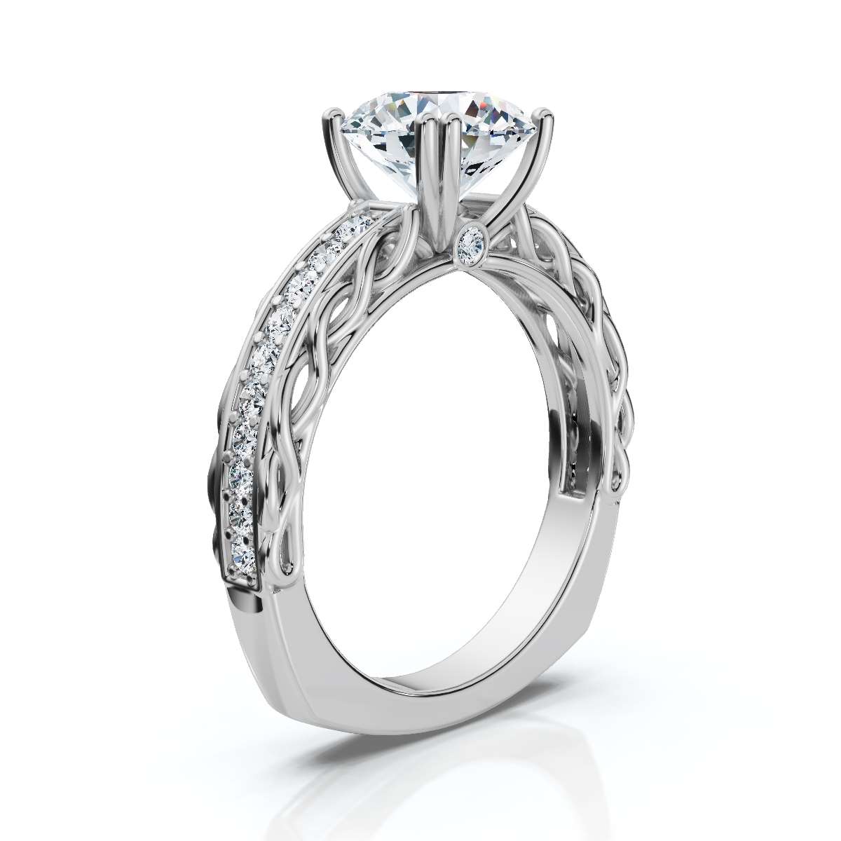 14K White Gold Lace Accents Lab Grown Diamond Ring (1/4 ct. tw)
