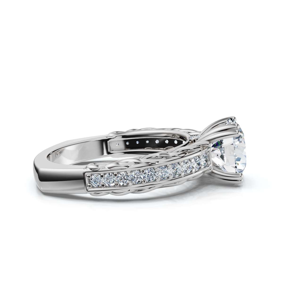 14K White Gold Lace Accents Lab Grown Diamond Ring (1/4 ct. tw)