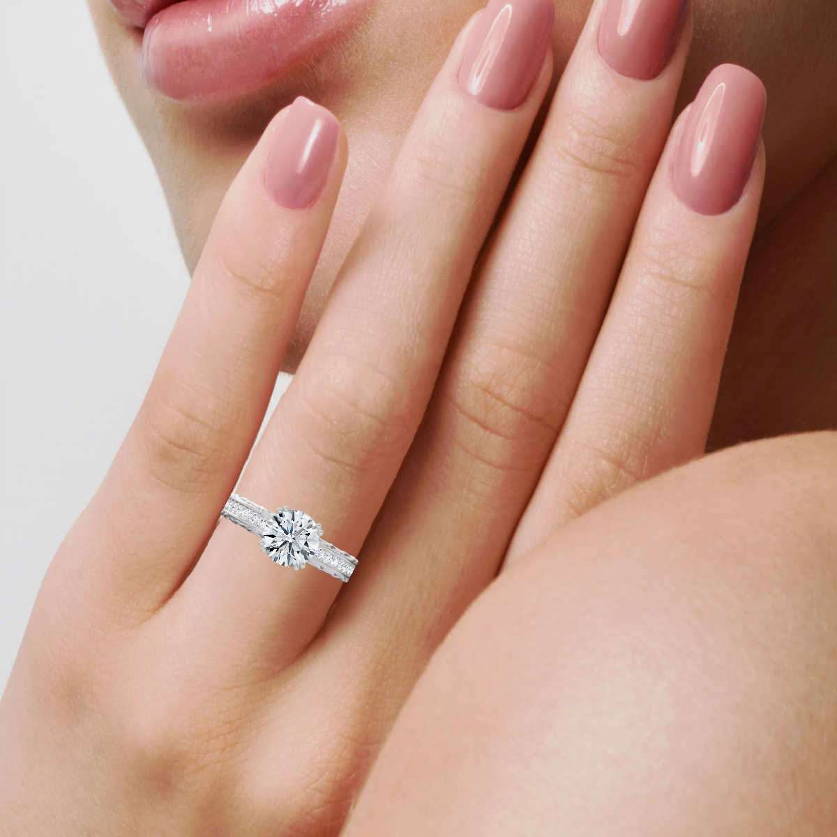 14K White Gold Lace Accents Lab Grown Diamond Ring (1/4 ct. tw)