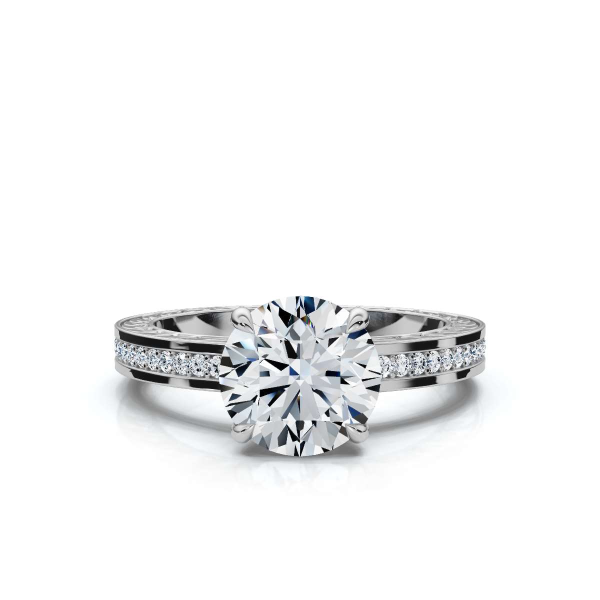 14K White Gold Waverina Engraved Accents Lab Grown Diamond Ring (1/4 ct. tw)