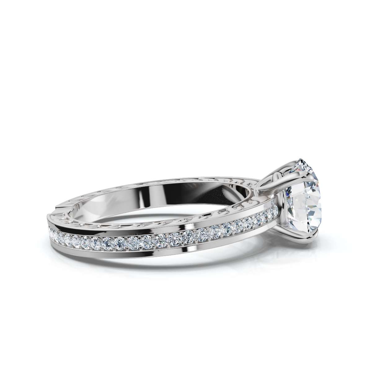 14K White Gold Waverina Engraved Accents Lab Grown Diamond Ring (1/4 ct. tw)