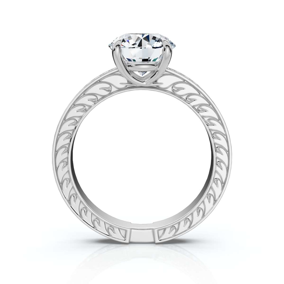 14K White Gold Waverina Engraved Accents Lab Grown Diamond Ring (1/4 ct. tw)