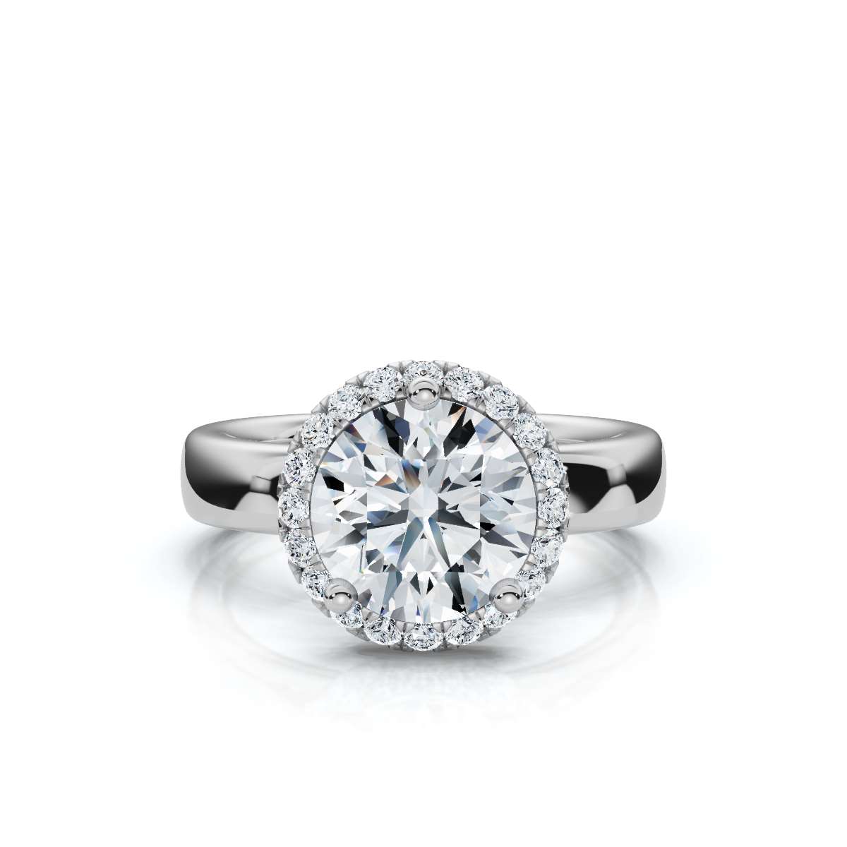14K White Gold Sabella 4.00 mm Wide Halo Lab Grown Diamond Ring (1/5 ct. tw)