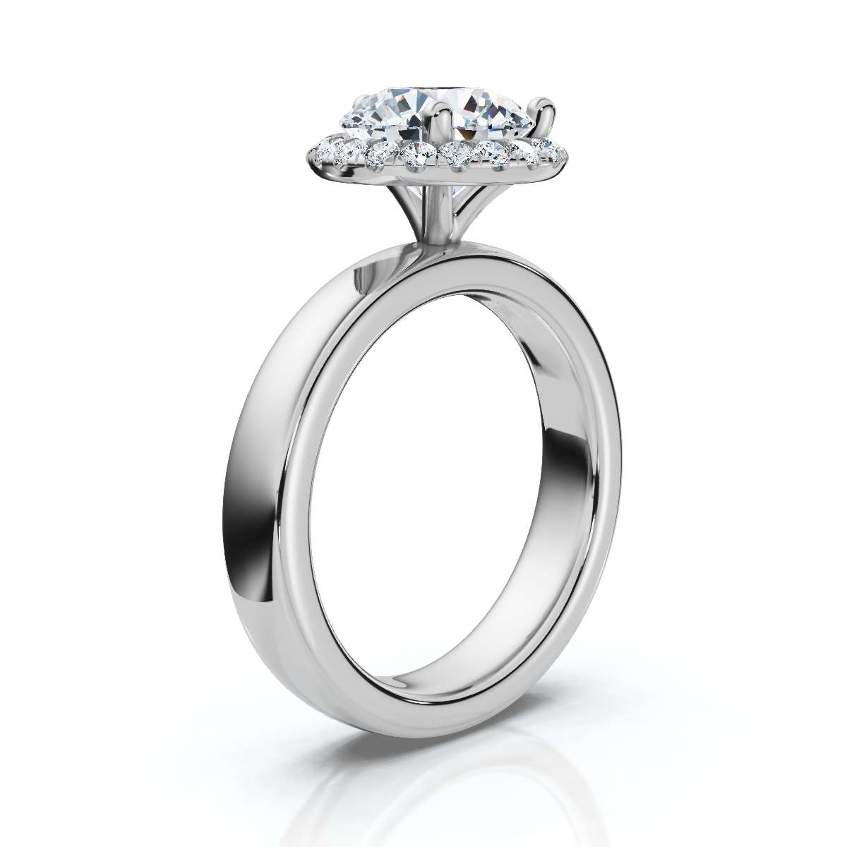 14K White Gold Sabella 4.00 mm Wide Halo Lab Grown Diamond Ring (1/5 ct. tw)