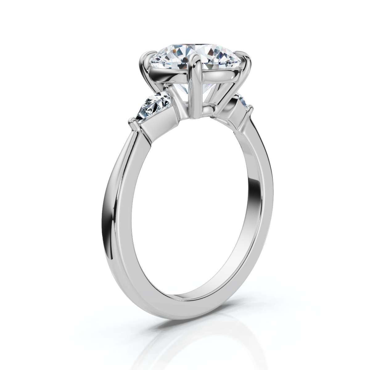14K White Gold Matiyah Three Stone Kite Lab Grown Diamond Ring (1/5 ct. tw)