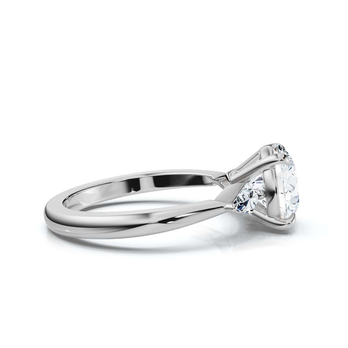 14K White Gold Matiyah Three Stone Kite Lab Grown Diamond Ring (1/5 ct. tw)