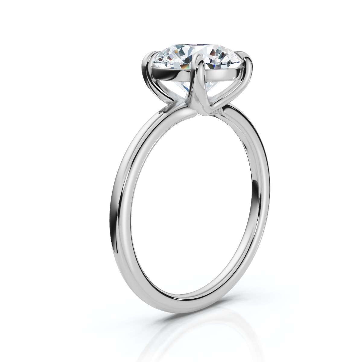 14K White Gold Kippa Solitaire Engagement Ring 