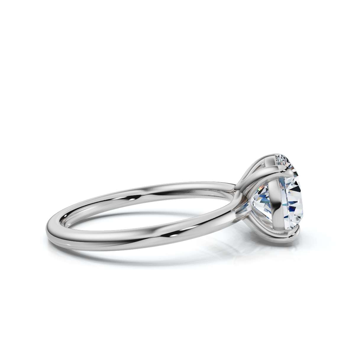 14K White Gold Kippa Solitaire Engagement Ring 