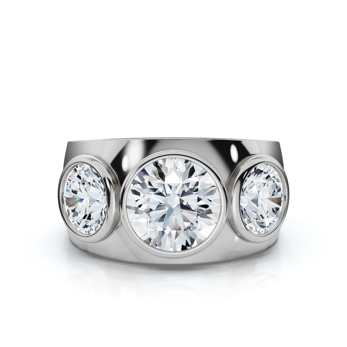 14K White Gold Adalynn Three Stone Lab Grown Diamond Bezel Set Ring (2.00 ct. tw)