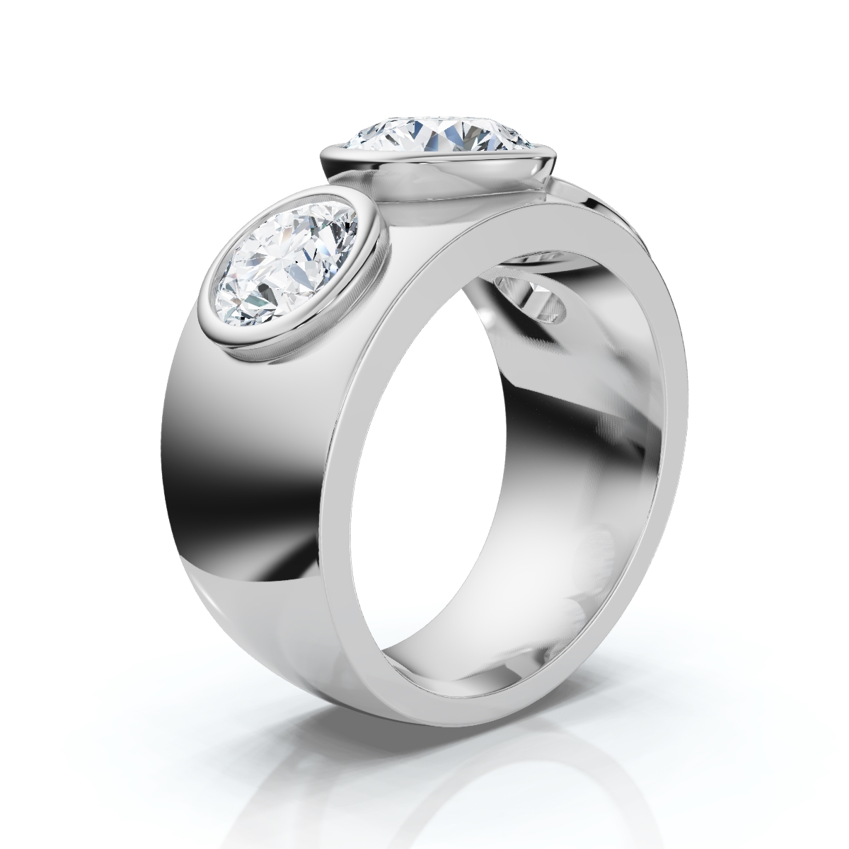 14K White Gold Adalynn Three Stone Lab Grown Diamond Bezel Set Ring (2.00 ct. tw)