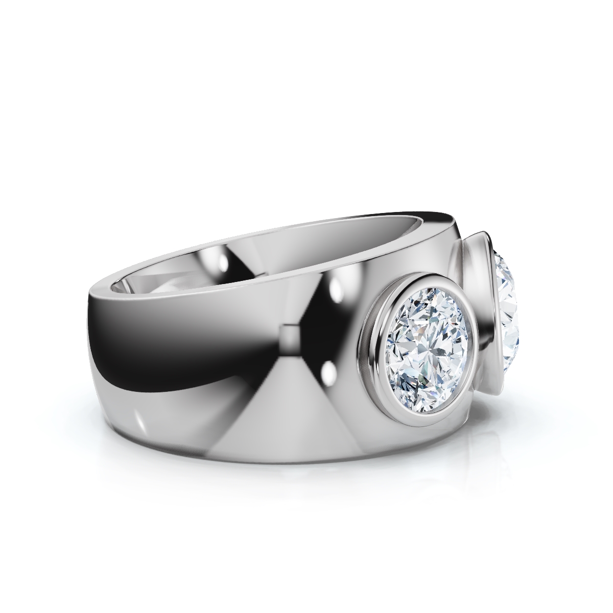 14K White Gold Adalynn Three Stone Lab Grown Diamond Bezel Set Ring (2.00 ct. tw)