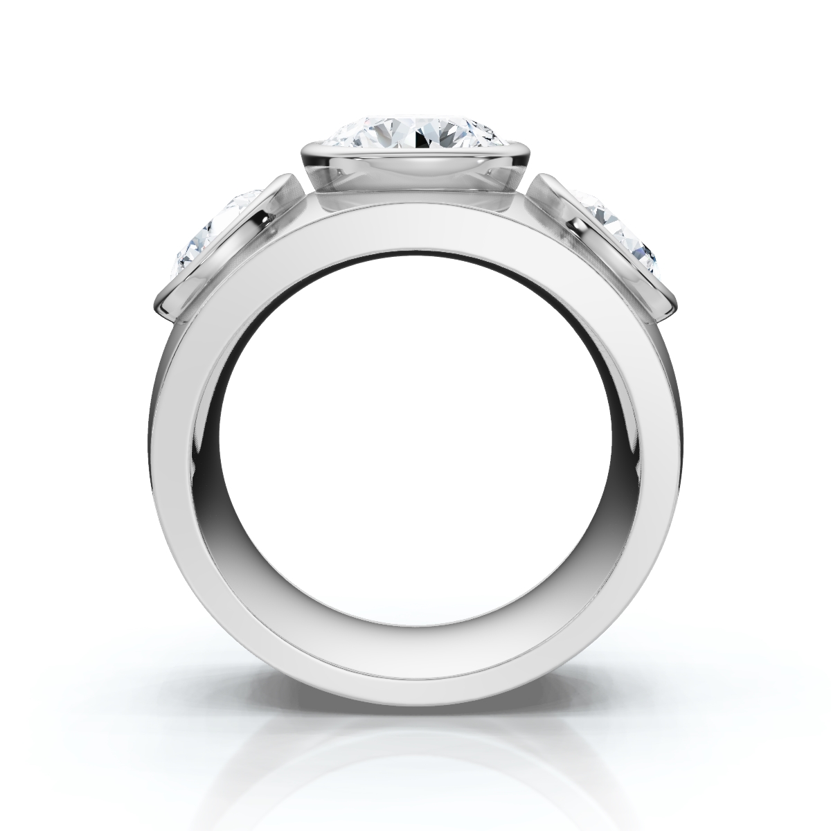 14K White Gold Adalynn Three Stone Lab Grown Diamond Bezel Set Ring (2.00 ct. tw)