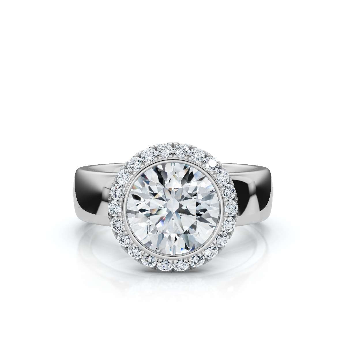 14K White Gold Koa Halo Lab Grown Diamond Ring (1/5 ct. tw)