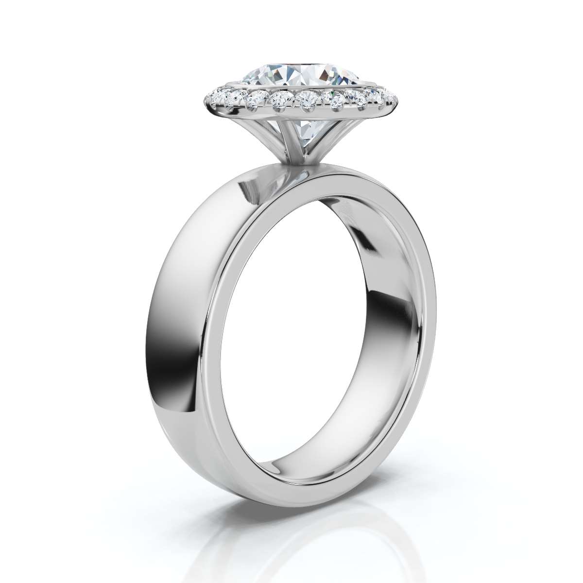 14K White Gold Koa Halo Lab Grown Diamond Ring (1/5 ct. tw)
