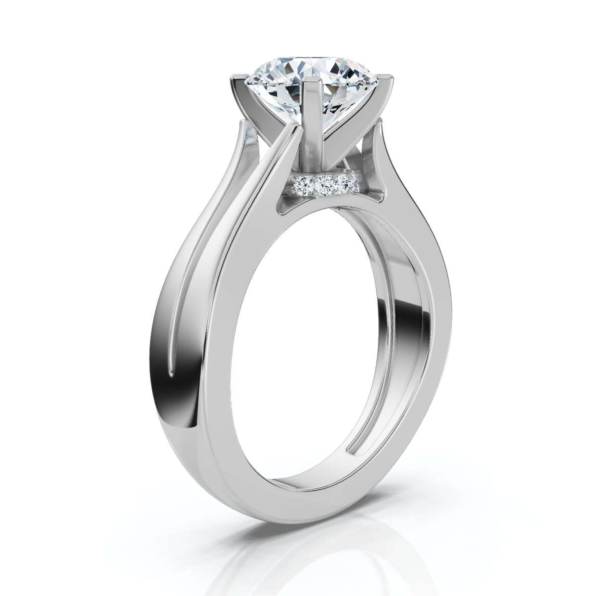 14K White Gold Phaedra Hidden Accents Lab Grown Diamond Ring (1/20 ct. tw)