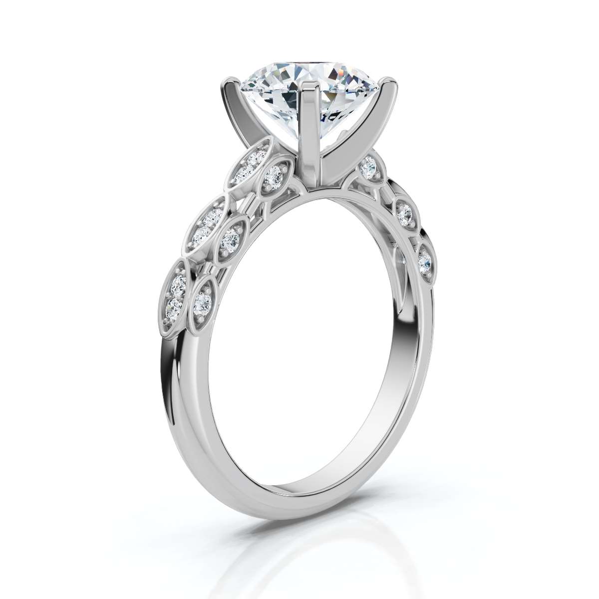 14K White Gold Kingsley Accents Lab Grown Diamond Ring (1/6 ct. tw)