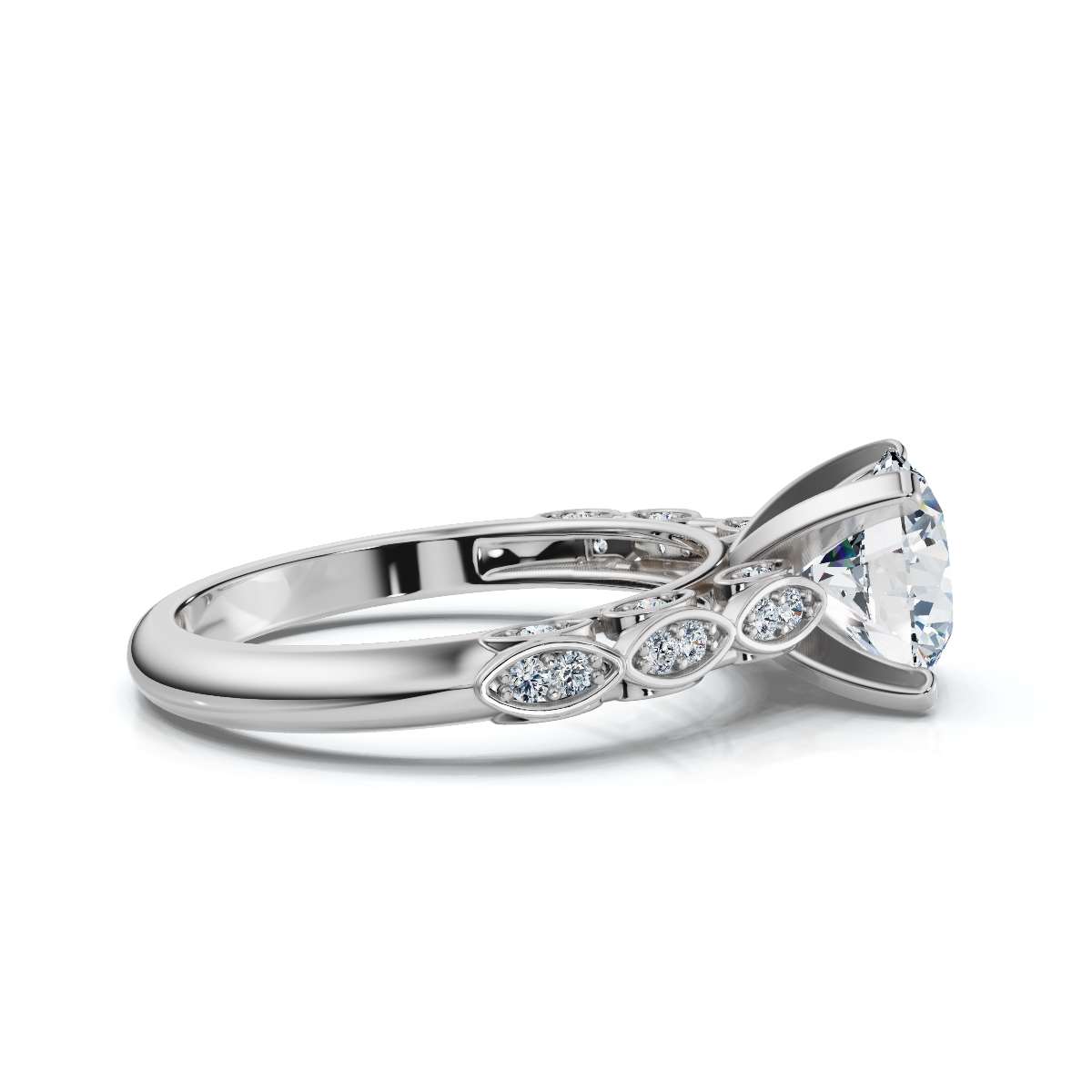 14K White Gold Kingsley Accents Lab Grown Diamond Ring (1/6 ct. tw)