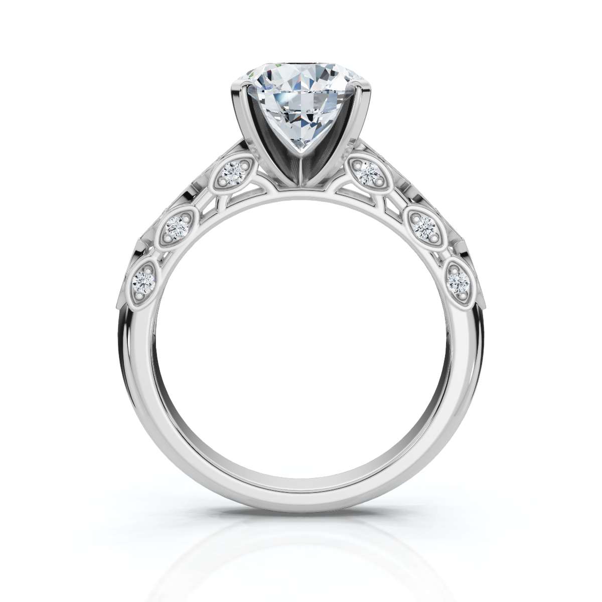 14K White Gold Kingsley Accents Lab Grown Diamond Ring (1/6 ct. tw)