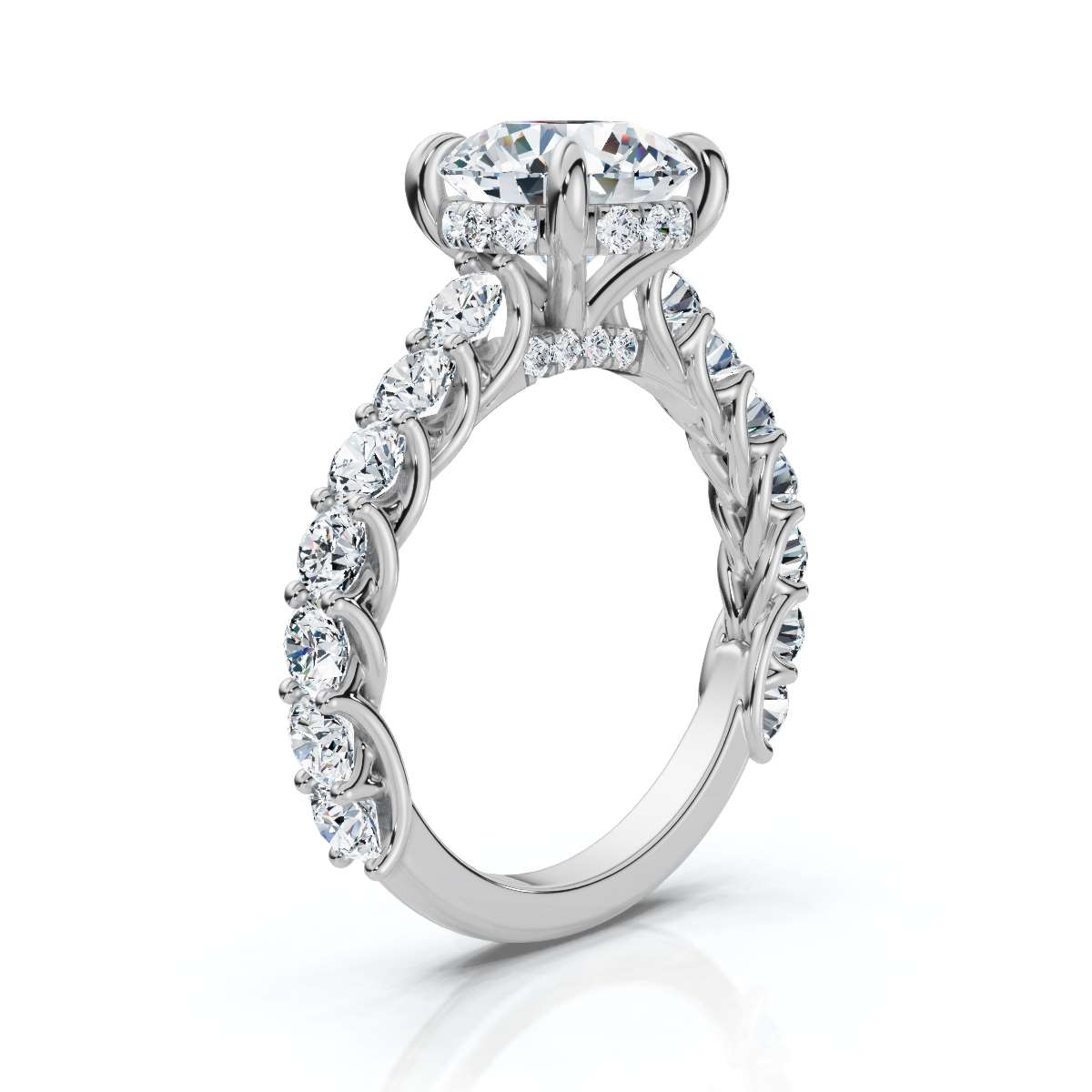 14K White Gold Caris Hidden Accents Lab Grown Diamond Ring (1 1/5 ct. tw)