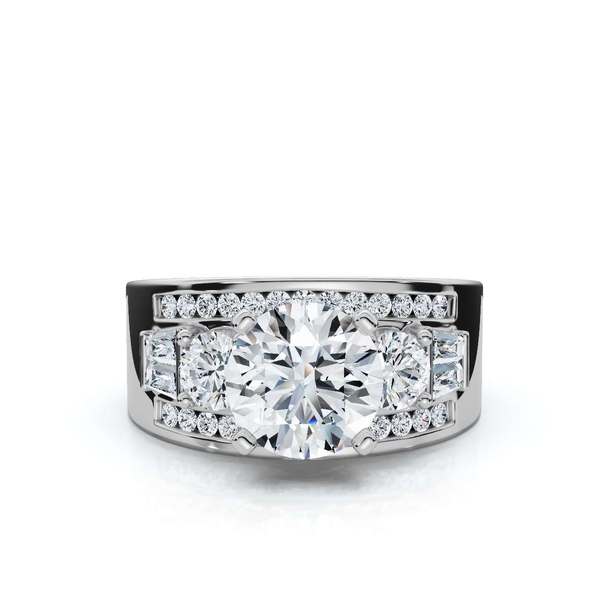 14K White Gold Elektra Accents Lab Grown Diamond Ring (1 ct. tw)