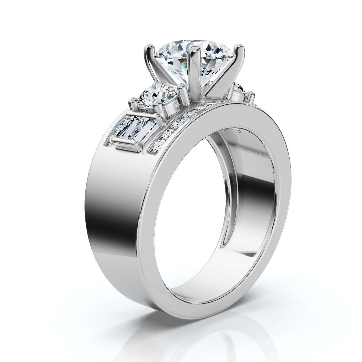 14K White Gold Elektra Accents Lab Grown Diamond Ring (1 ct. tw)