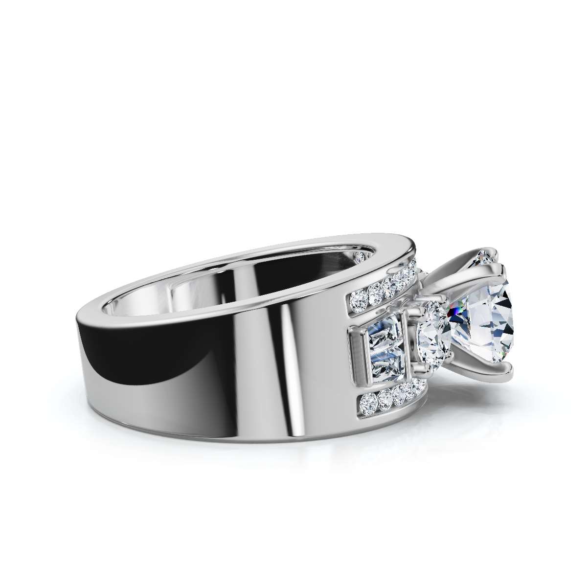 14K White Gold Elektra Accents Lab Grown Diamond Ring (1 ct. tw)