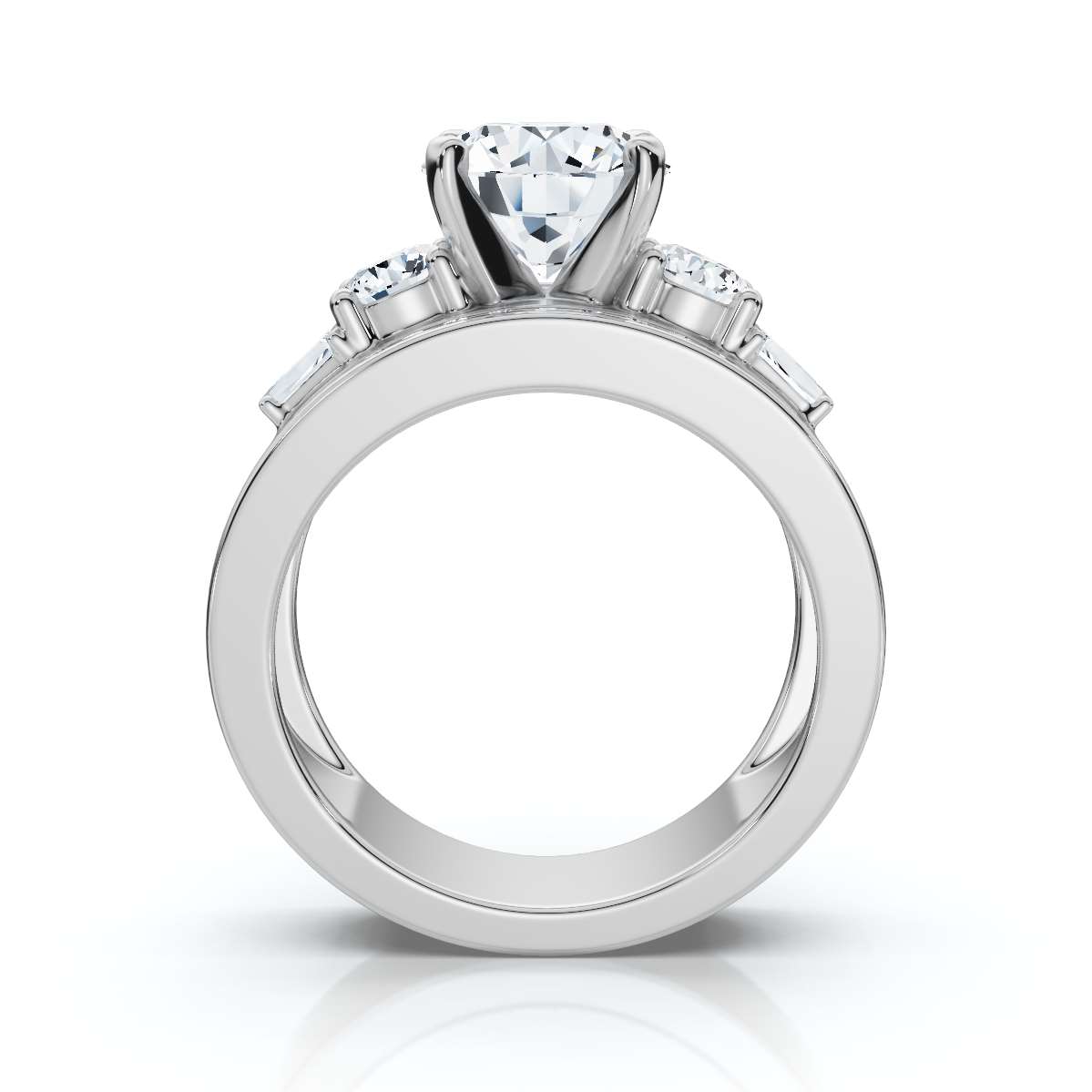 14K White Gold Elektra Accents Lab Grown Diamond Ring (1 ct. tw)