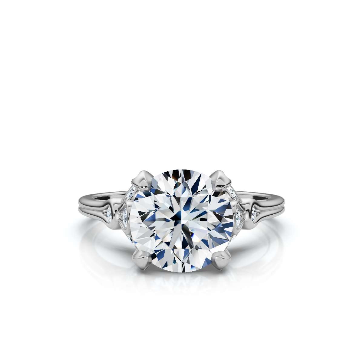 14K White Gold Koami Nature Inspired Lab Grown Diamond Ring (1/10 ct. tw)