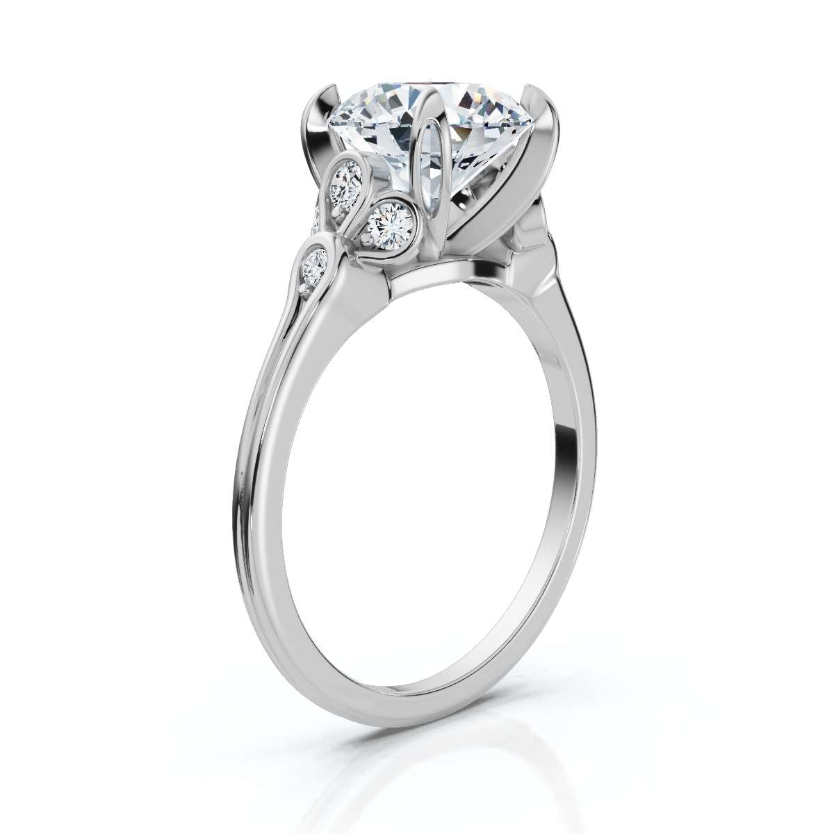 14K White Gold Koami Nature Inspired Lab Grown Diamond Ring (1/10 ct. tw)