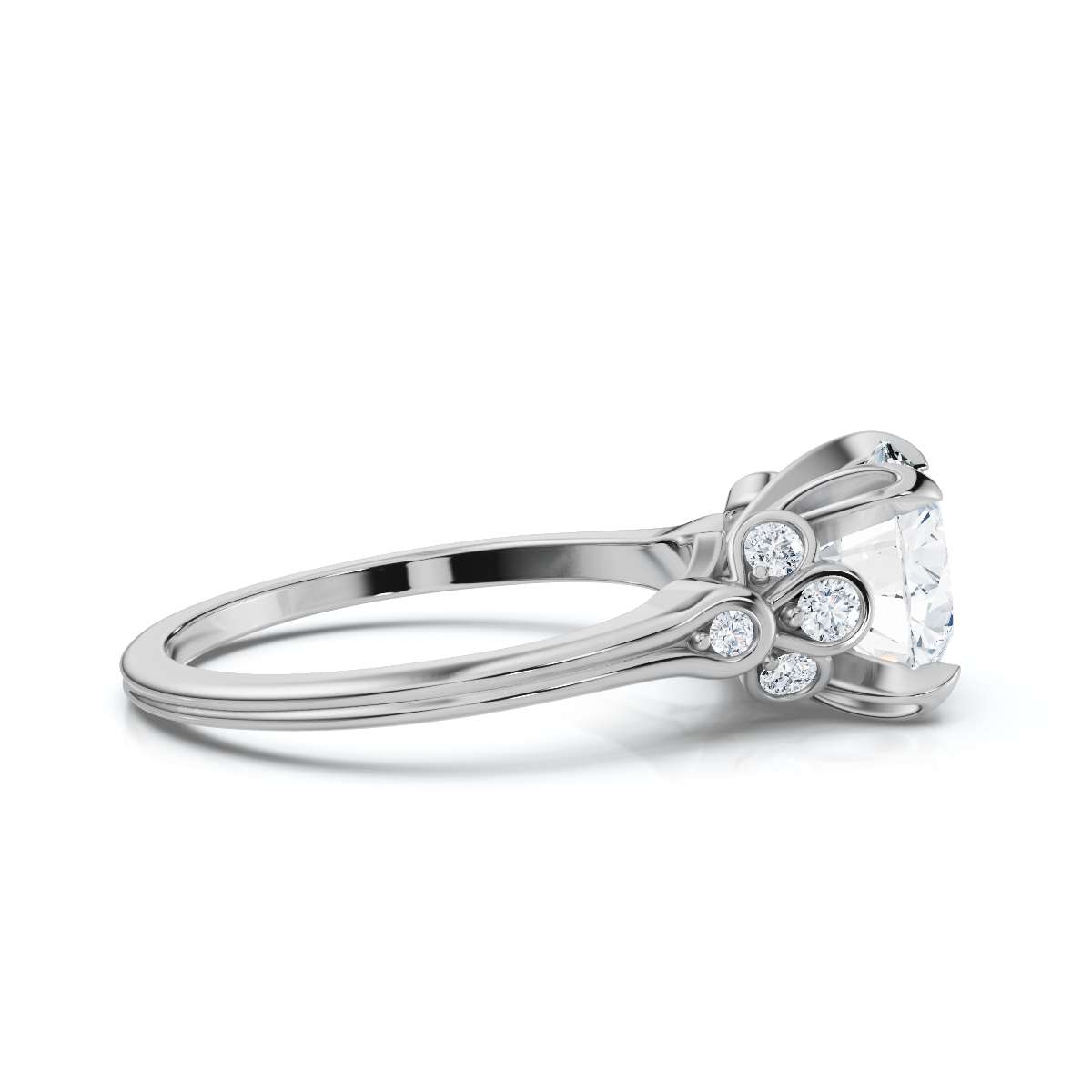 14K White Gold Koami Nature Inspired Lab Grown Diamond Ring (1/10 ct. tw)